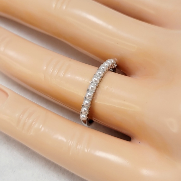 Sterling Silver Pearl Stack Ring - Picture 4 of 15